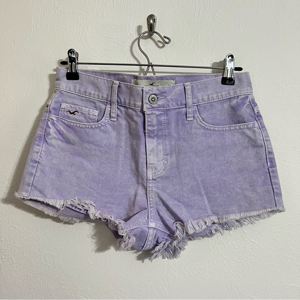 Hollister Lavender Frayed Denim Shorts